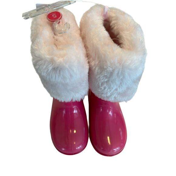 Carter's Girl's Adley Rain Boot Calf-High, Faux Fur Lining SZ 5, Pink Kids Boots - Picture 8 of 8